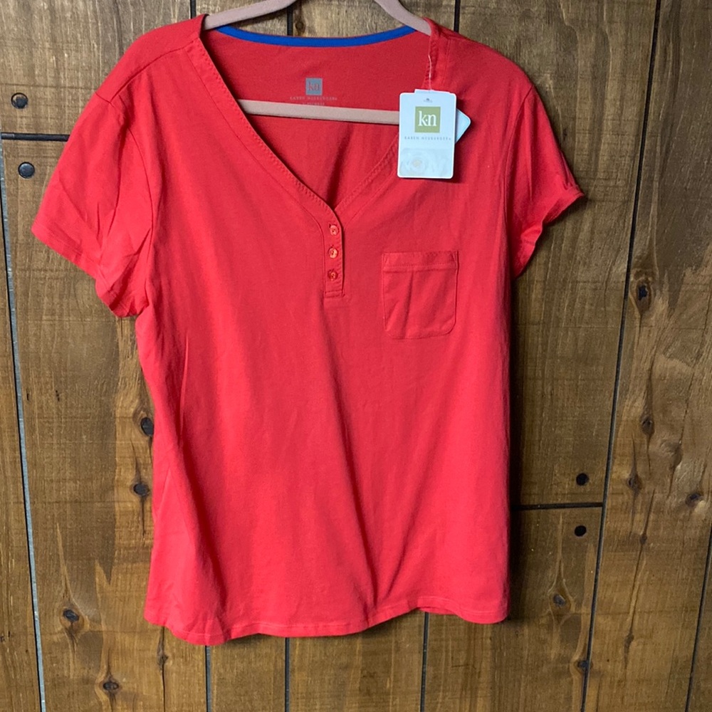 NWT Karen Neuburger sleepwear seize XL 60% cotton women short sleeve stylish red